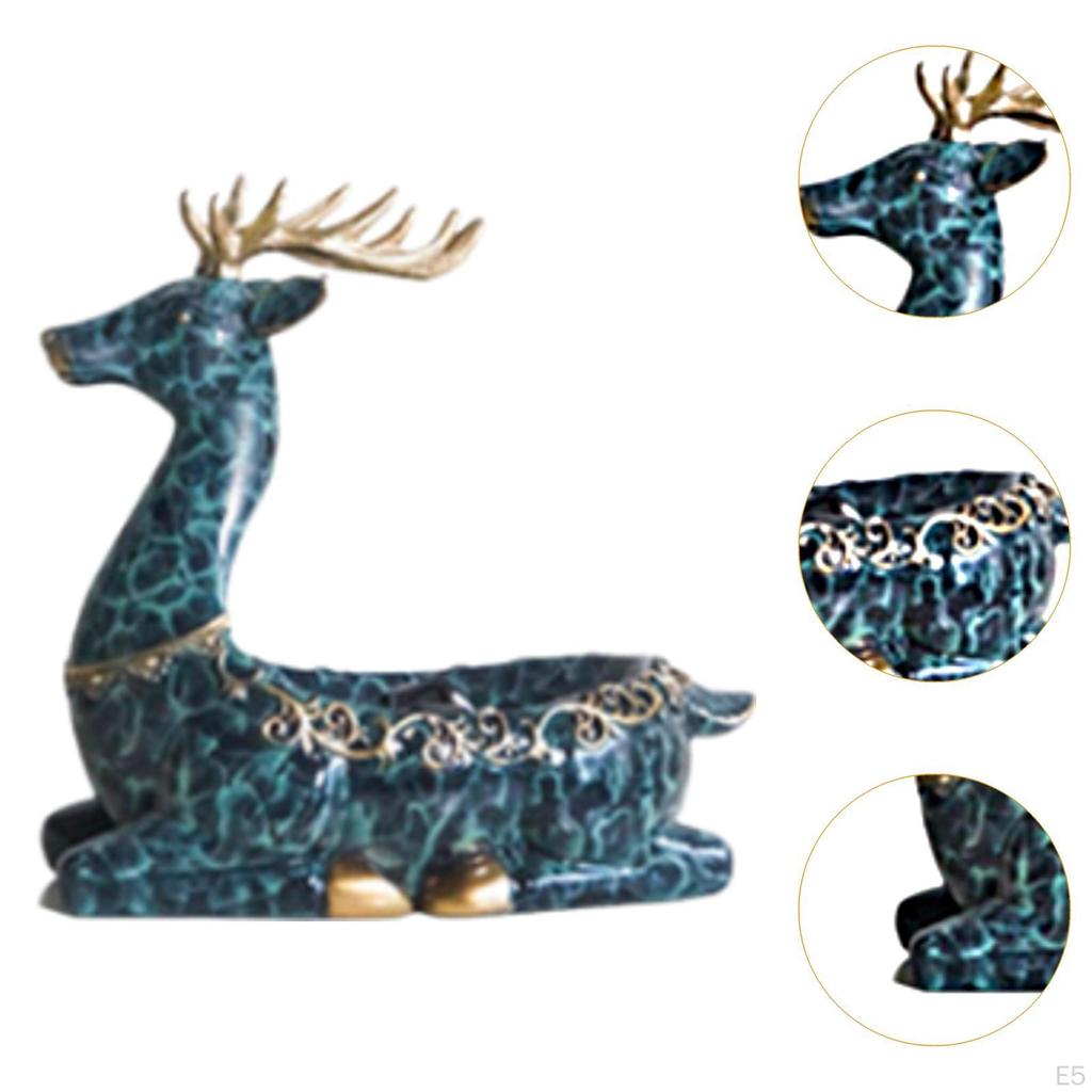 Decorative Deer Statue Animal Sculpture Key Holder with Open Bowl for Easy Storage Suitable