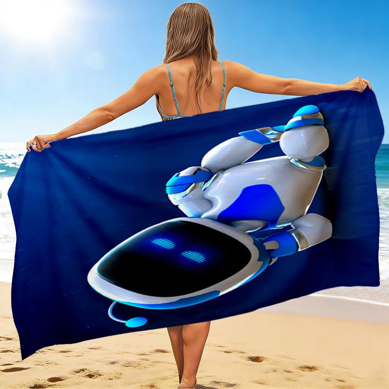 1Pc Space Adventure Robot Beach Towel, Quick Dry, Multi-Use for Beach Pool Gym Yoga Home Travel, Christmas, Halloween, Xmas Gift S92964
