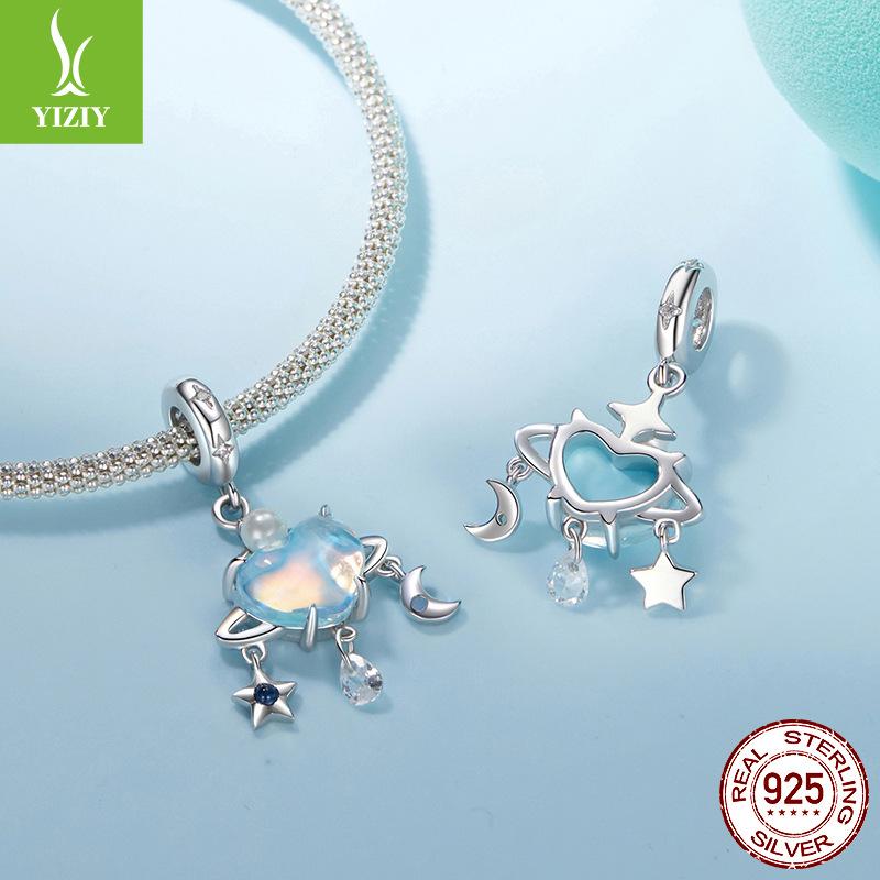 925 Silver Beads Children'S Fun Creative Blue Planet Interstellar Tour Series Diy Beaded Bracelet Accessories