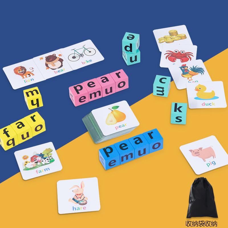Children'S English Cards, Word Spelling, Building Blocks, Parent-Child Interaction Table Games, Baby Educational Toys