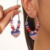 Alloy Drip Diamond Red White Blue Stripe Love Pentagram Independence Day Earrings