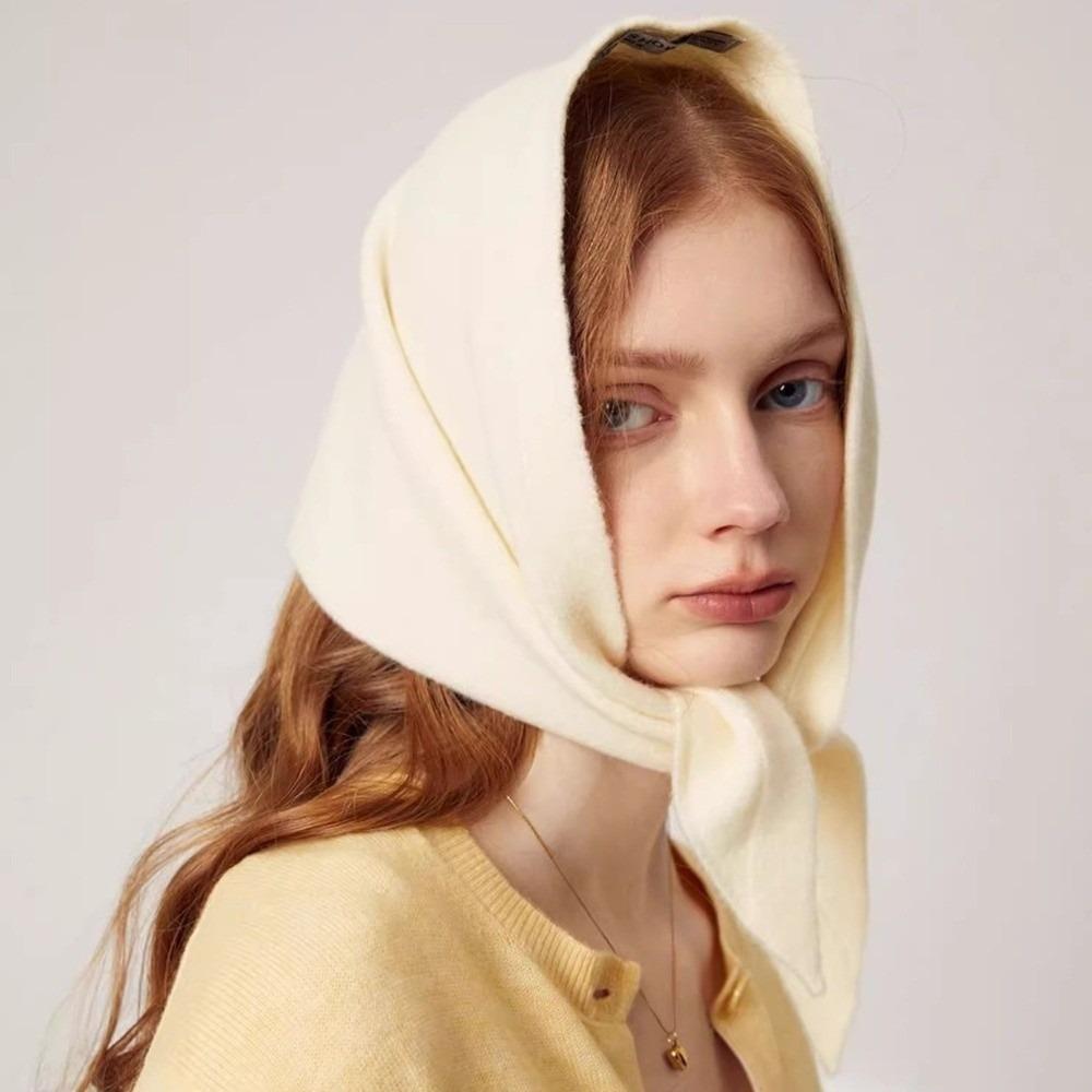 Striped Knitted Triangle Scarf Wool Cross Neckerchief Neck Cover Cross Scarves Autumn Winter