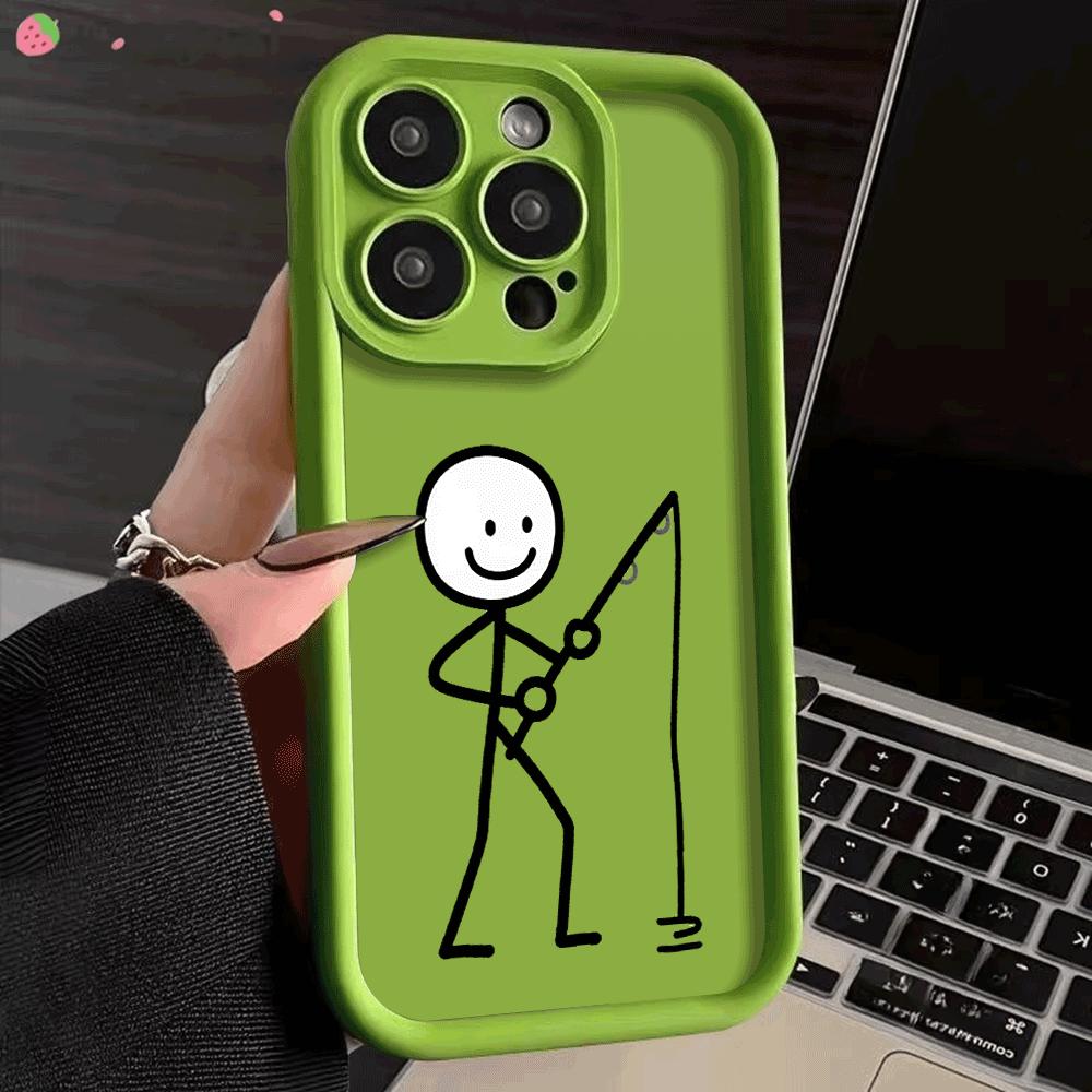 Ударопрочный чехол для телефона для iPhone 16 15 14 13 12 11 Pro Max Plus/Mini Защита камеры Защита от царапин Мягкий чехол Милый Черная Линия Мужчина