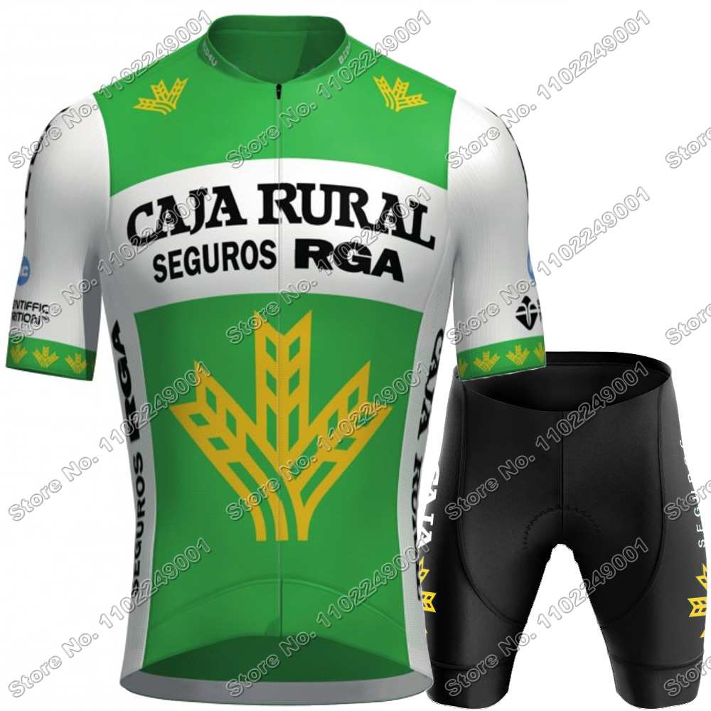 Комплект летней велоформы Caja Rural для мужчин Испания Велосипедная одежда для велокросса и шоссейного велосипеда Костюм Велосипедные шорты с лямками