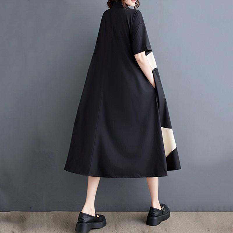 Short Sleeve Plus Size Cotton Vintage New In Dresses for Women Casual Loose Long Summer Shirt Dress