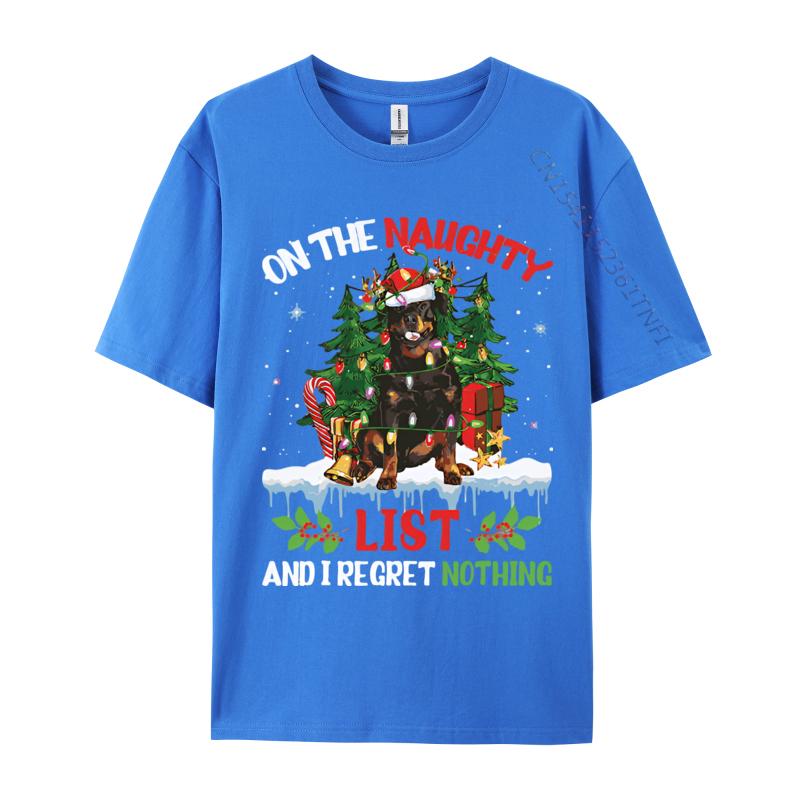 T Shirt For  Rottweiler Christmas On The Naughty List T-shirt Cotton Tops Tshirts O-neck  Clothing Plus Size