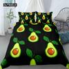 Пододеяльник с изображением авокадо, мультяшный комплект постельного белья с забавным рисунком авокадо для детей, мальчиков и девочек, взрослых, микрофибра, летняя фруктовая тема, королевское одеяло, покрывало