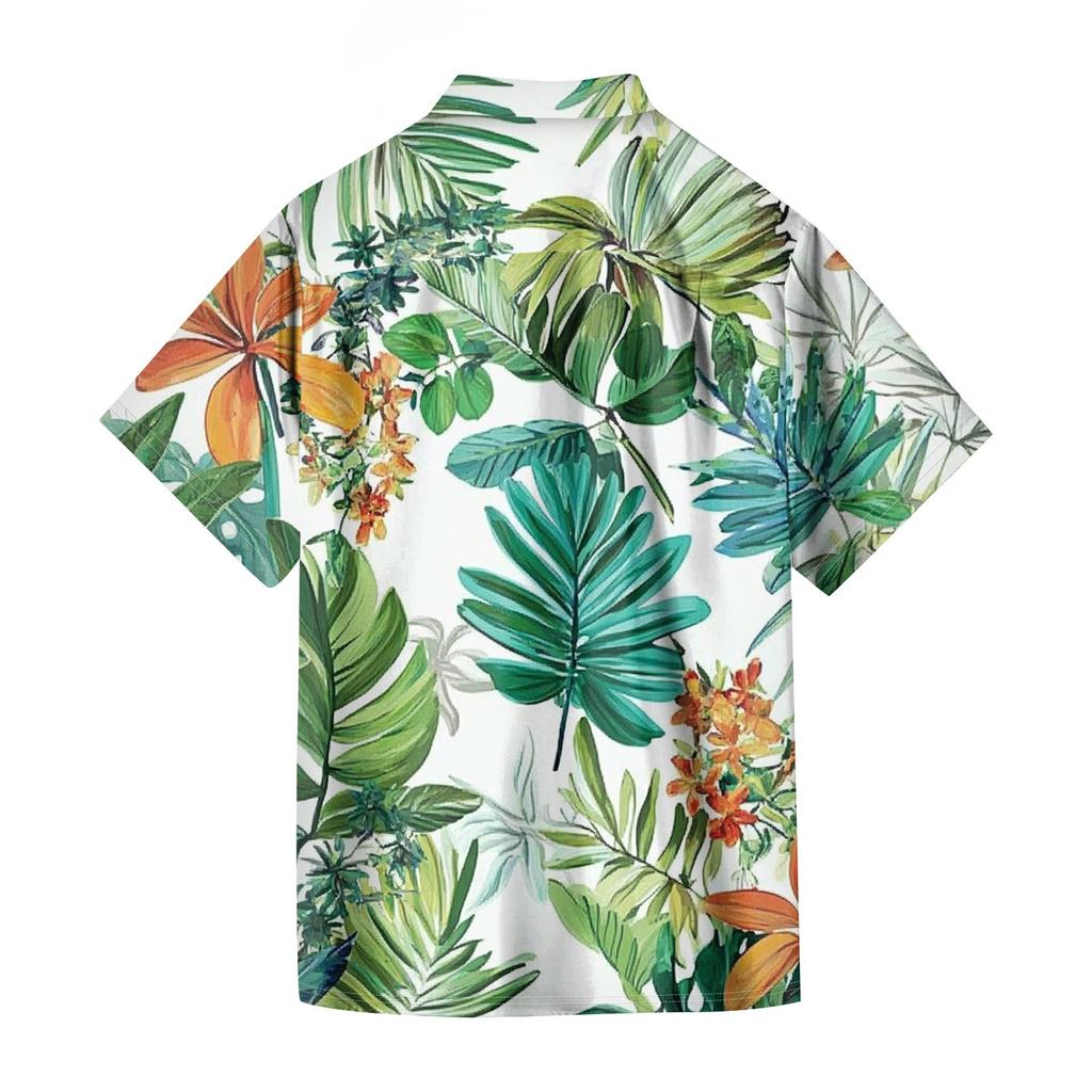 Мужская повседневная рубашка с короткими рукавами, облегающая, стильная, с гавайским принтом