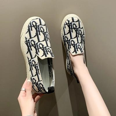 Модные туфли без застежек для женщин с круглым носком, разноцветная женская обувь, повседневные кроссовки, мокасины с вязаными балетками, сабо