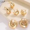 17KM золотой цвет капли воды серьги кольца комплект для женщин девочек ретро круг гладкое лицо нерегулярные серьги гвоздики ювелирные изделия новая мода