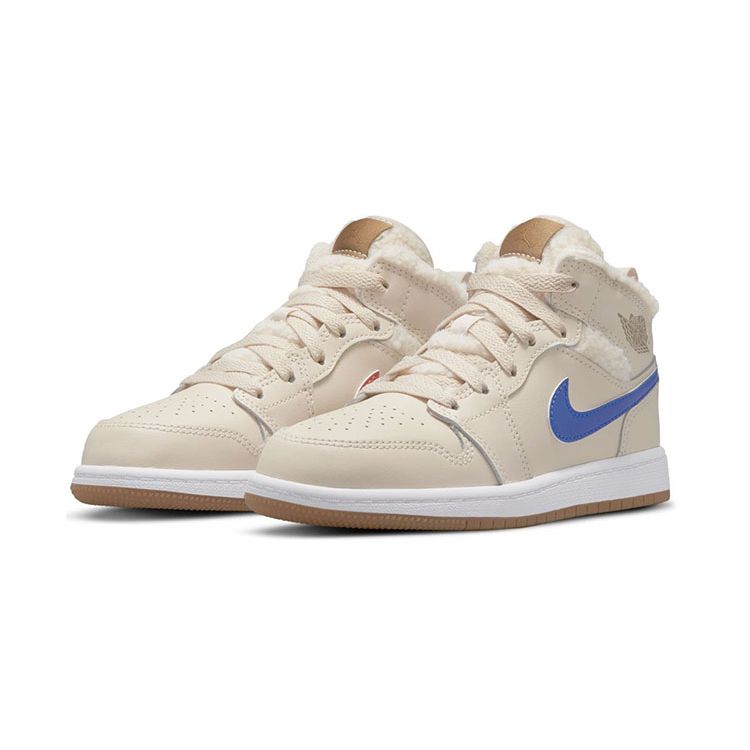 Детские кроссовки Air Jordan 1 Mid Utility PS Fleece Tan Pearl-White Dark-Driftwood DO2208-264