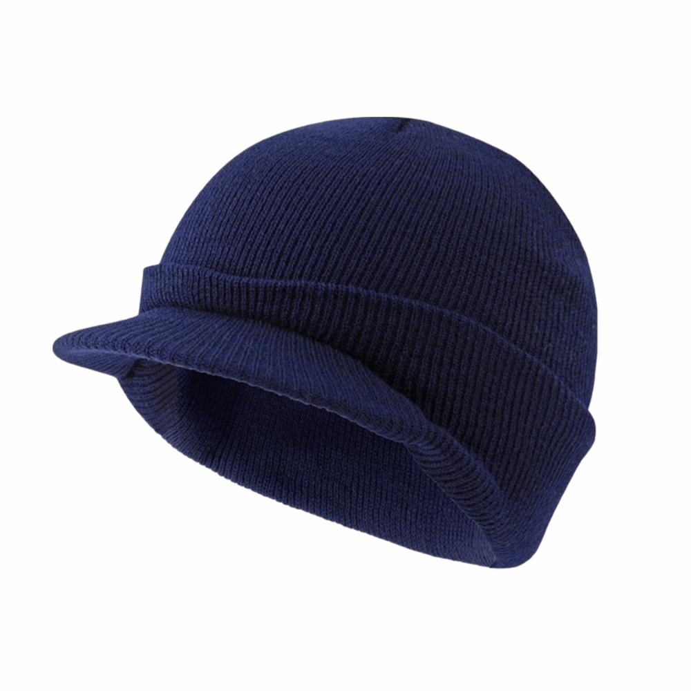 Earflap Short Brim Beanie Cap Thicken Add Plush Lined Hat Fashion Warm Knitted Peaked Cap Winter