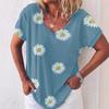 Vintage Women Floral Print T Shirt Short Sleeve V Neck Tops Comfortable T-shirts