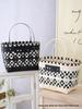 Повседневная черно-белая клетчатая тканая сумка - Большой вместимости для поездок на работу и прогулок