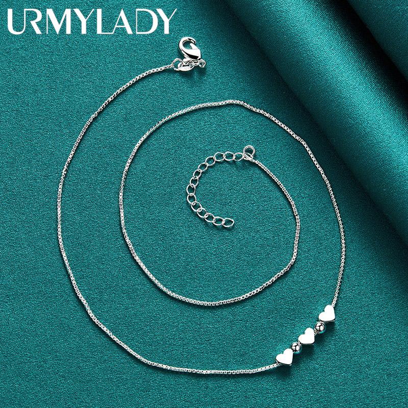 URMYLADY Ожерелье-шарм из стерлингового серебра 925 пробы с цепочкой «сердце-змейка» для женщин, ювелирное украшение