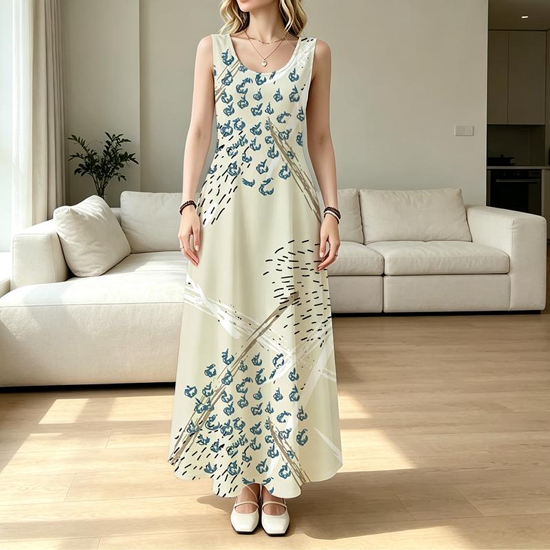 Women's Sleeveless Maxi Tank Dress Lightweight Loose Fit,Minimalist Style,Ideal for Beach Vacation,Daily Casual & Outdoor Travel,Versatile Fashion