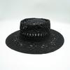 French Retro Hollowed-Out Flower Color Woven Flat-Top Straw Hat Trendy Girl Summer Vacation Top Hat Japanese Sun Top Hat