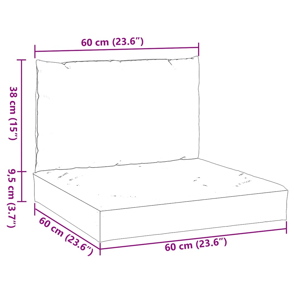 2 Piece Pallet Cushions Gray Oxford Fabric