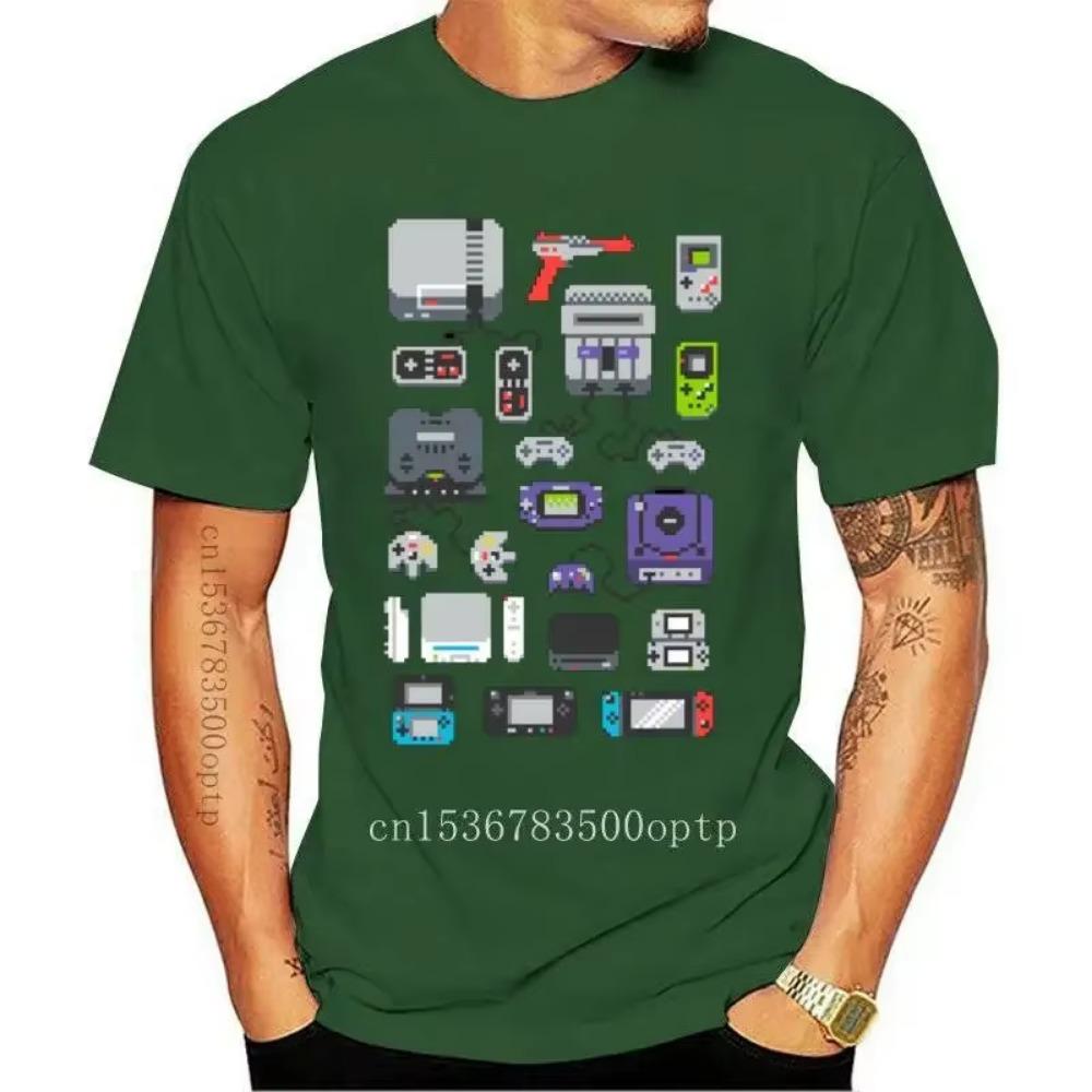 Новинка 2021 года, мужские футболки с принтом, игровая футболка с устройством управления, 100% хлопок, высокие футболки с суперпиксельным изображением, молодежная футболка для студентов колледжа