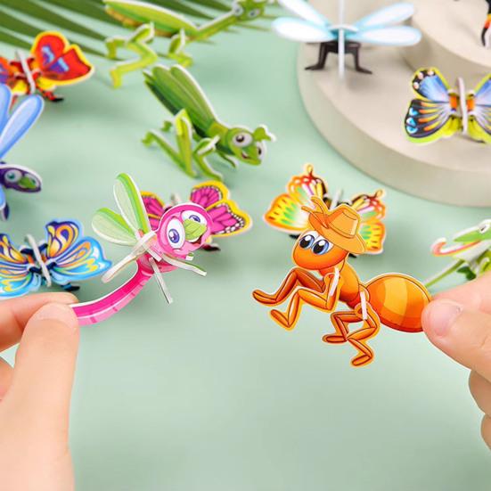 100 шт./компл. детская 3D игрушка-головоломка с номером животного, динозавра, самолета, танка, волчка, познание, 3D головоломка, сборка, образовательный игровой комплект для малышей