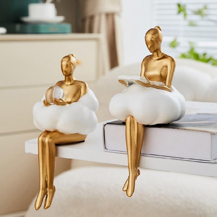 Художественные смолы Фигурка Девушки-облака Скульптура Мыслителя Статуэтка абстрактного искусства для украшения стола или книжной полки Подарок