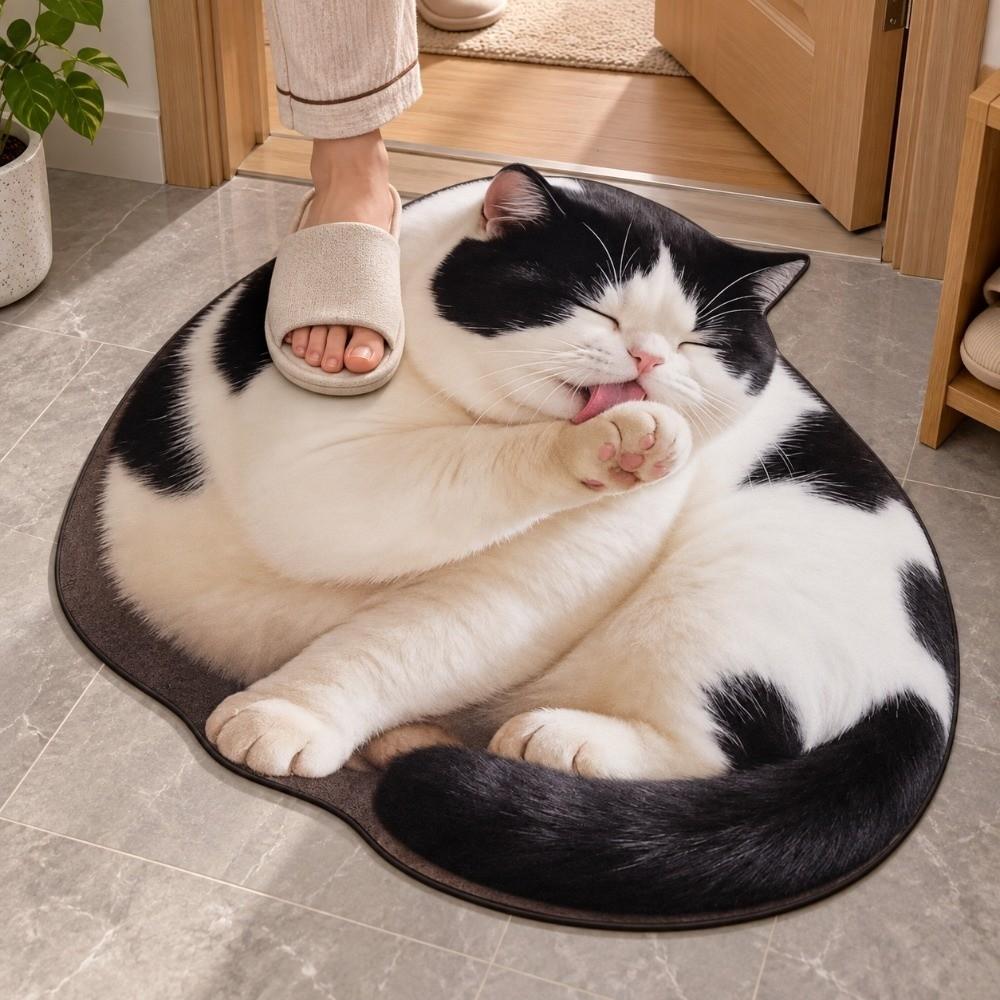 Non Slip 3D Cat Print Doormat Absorbent Animal Bathroom Rug Bedroom Floor Mat  Entryway Decor