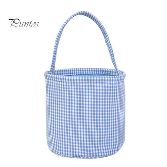 Пасхальное ведерко в клетку для детей, сумка для хранения в детской, подарочная корзина для новорожденных с ручкой для вечеринок по поиску пасхальных яиц