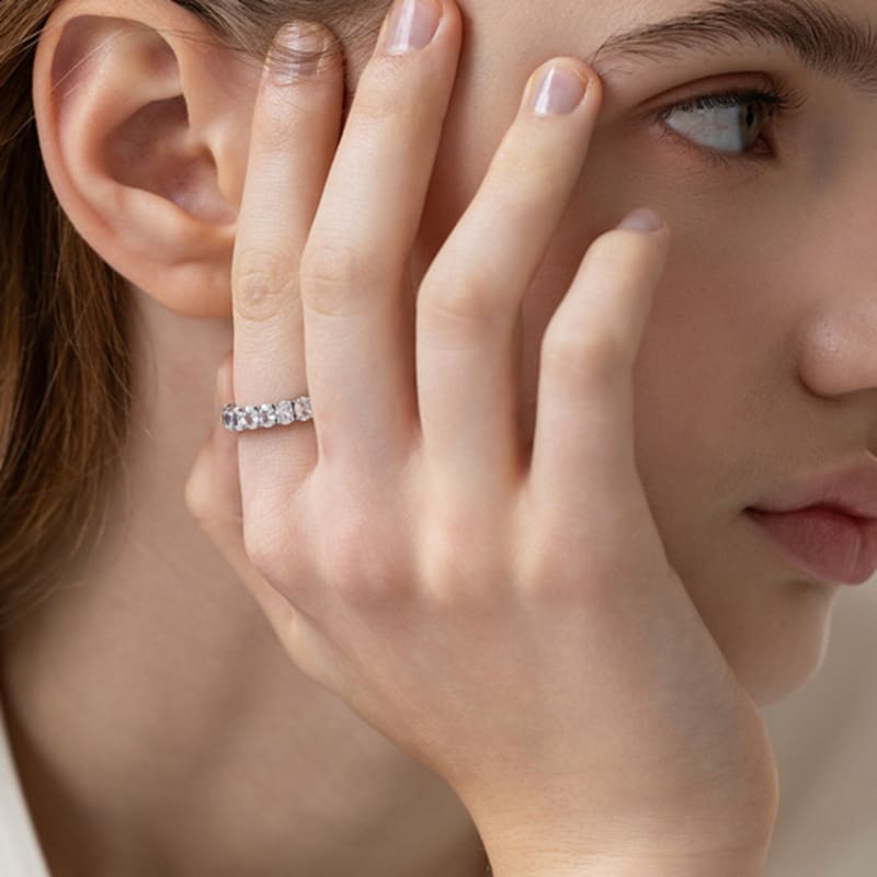 Tatiana (Серебро 925 пробы) 4 мм Овальное кольцо Вечность CR1880