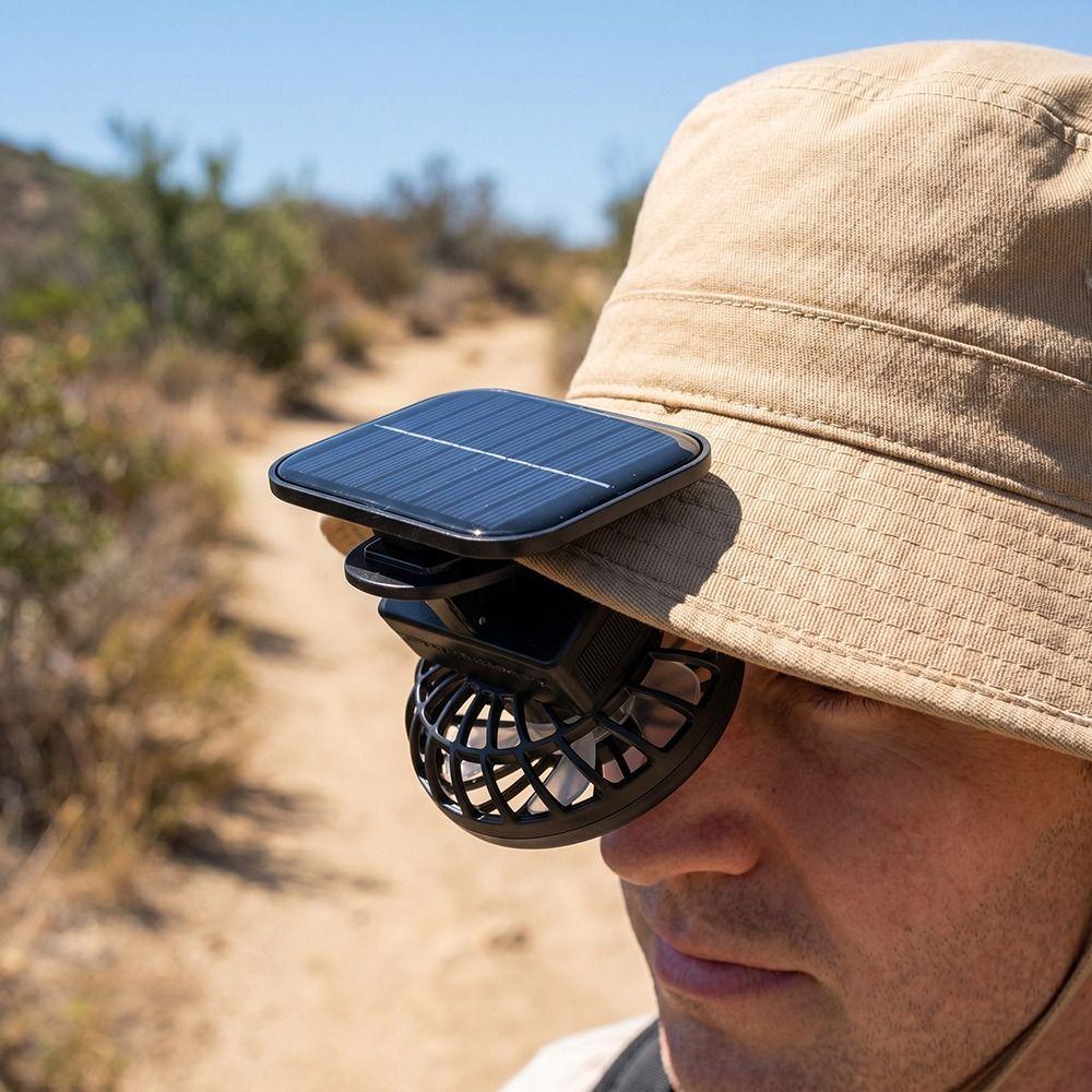 Portable Mini Solar Powered Fan Lightweight Hat Fan Unisex Cooling Fan Travel