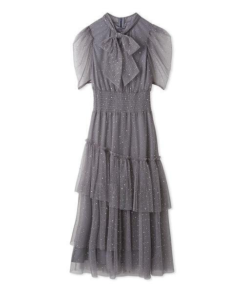 Half Sleeve Lame Tulle Dress RWFO251081 GRY [FurFur] Women's