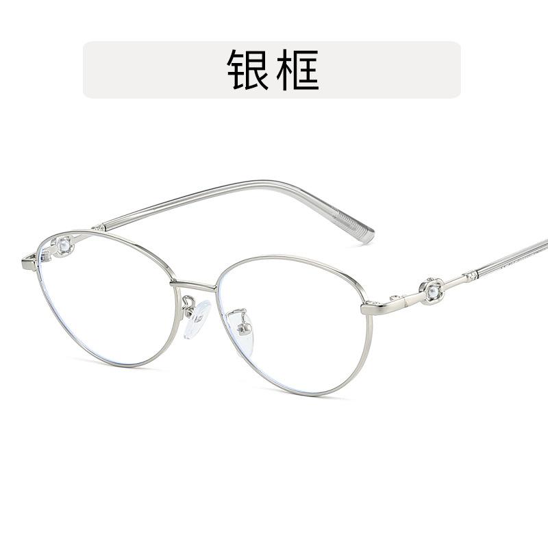 Korean Style Glasses for Women Cat Eye Shape Pearl Decoration Glasses Frames Y2K Stylish Decorative Glass