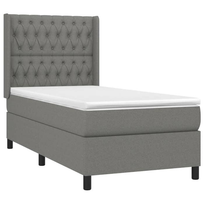 Maison Exclusive - Sommier à lattes de lit matelas LED Gris foncé 90x200cm Tissu