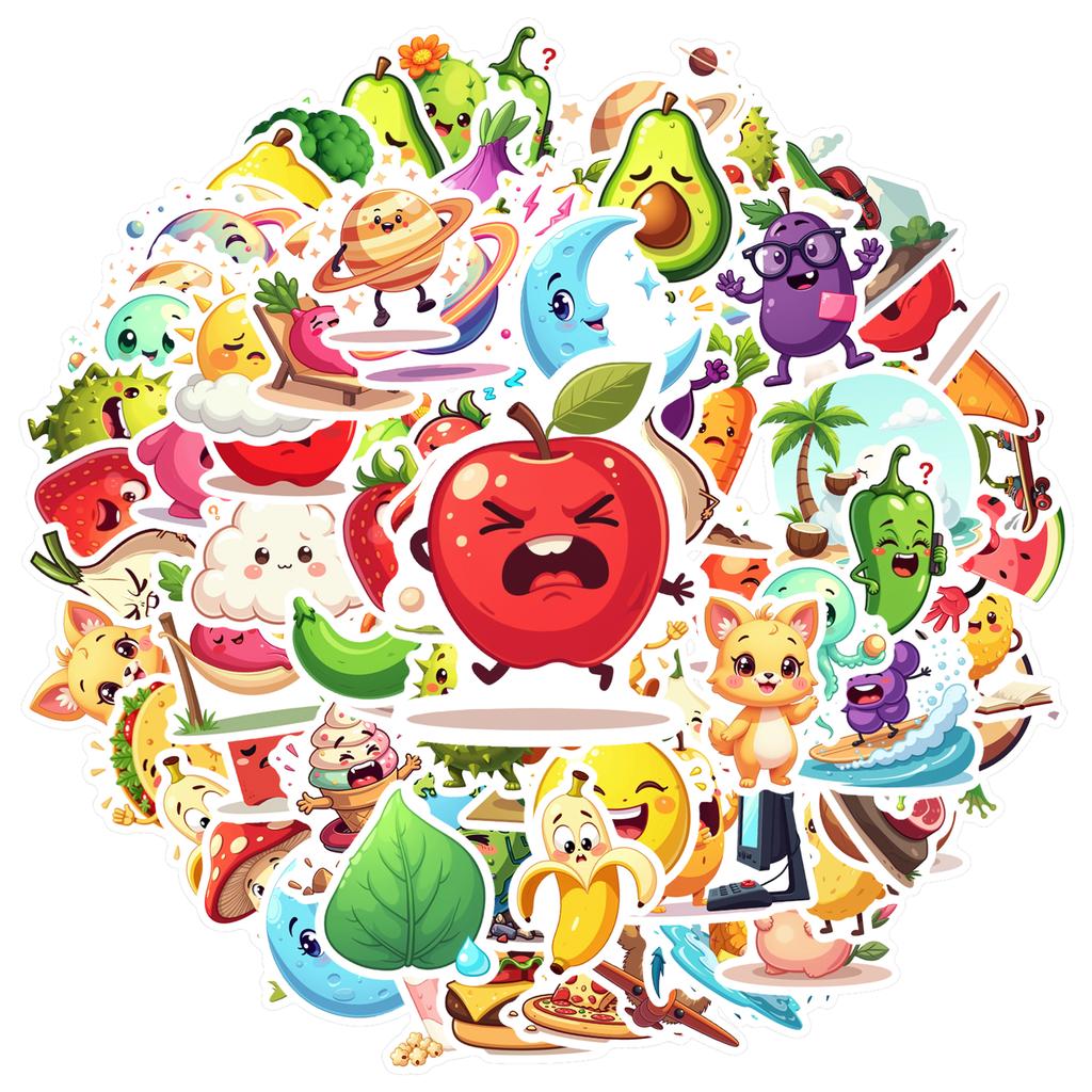 Cartoon Cute Characters Decals Playful Fruit Teacher Reward Stickers Funny Stickers For Fridge Suitcase