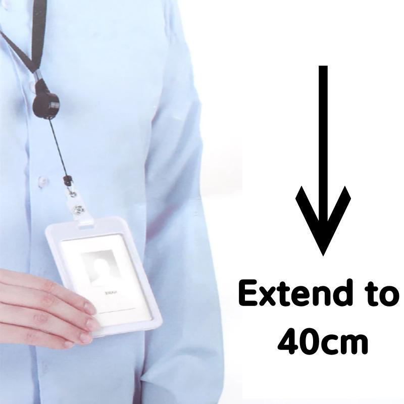 Extendable ID Card Holder Transparent Badge Case with 40cm Retractable Reel