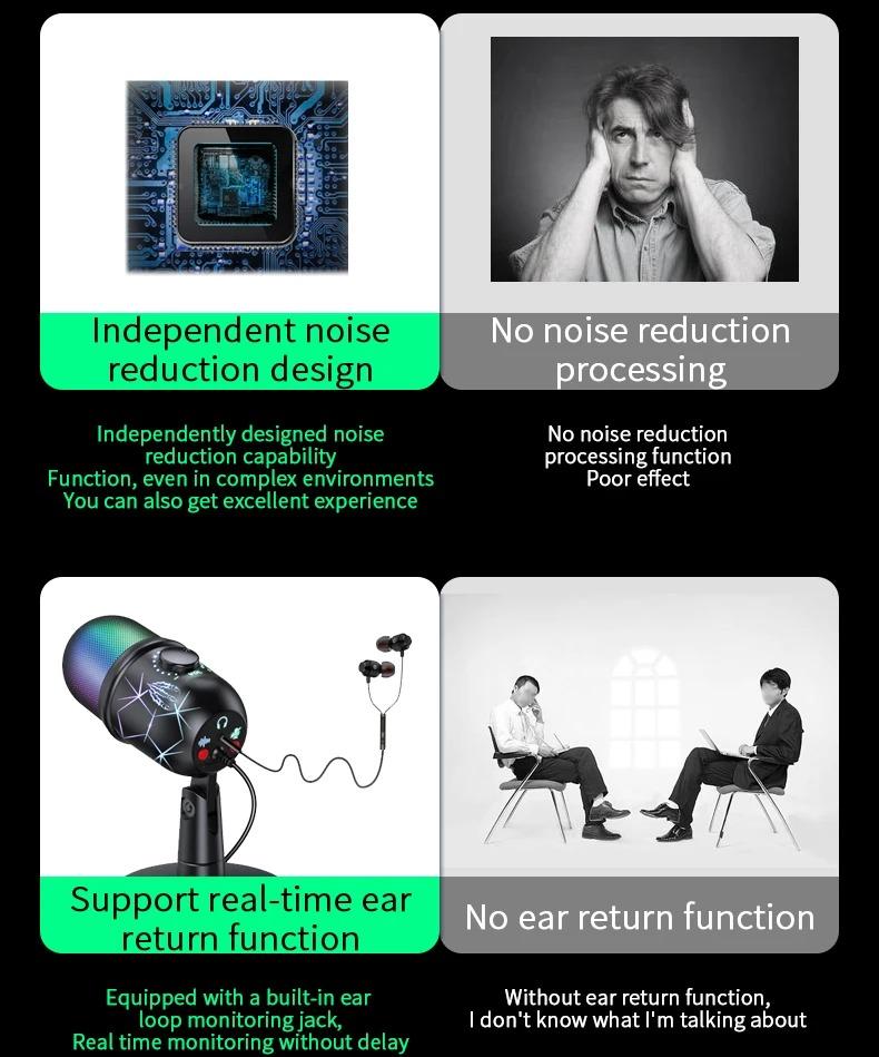 Usb Condenser Microphone With Rgb Lighting, Plug &amp; Play Pc Microphone For Gaming, Streaming, Podcasting On Ps5/ps4, Computer With Noise Reduction 