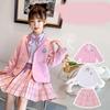 Girls'Spring Suit Set Stylish Children's Outfit JK Uniform Princess Dress Three Piece Set