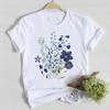 Весенняя футболка с цветочным принтом и круглым вырезом, женская одежда, модная футболка, летняя женская футболка, женская повседневная футболка с коротким рукавом и графикой