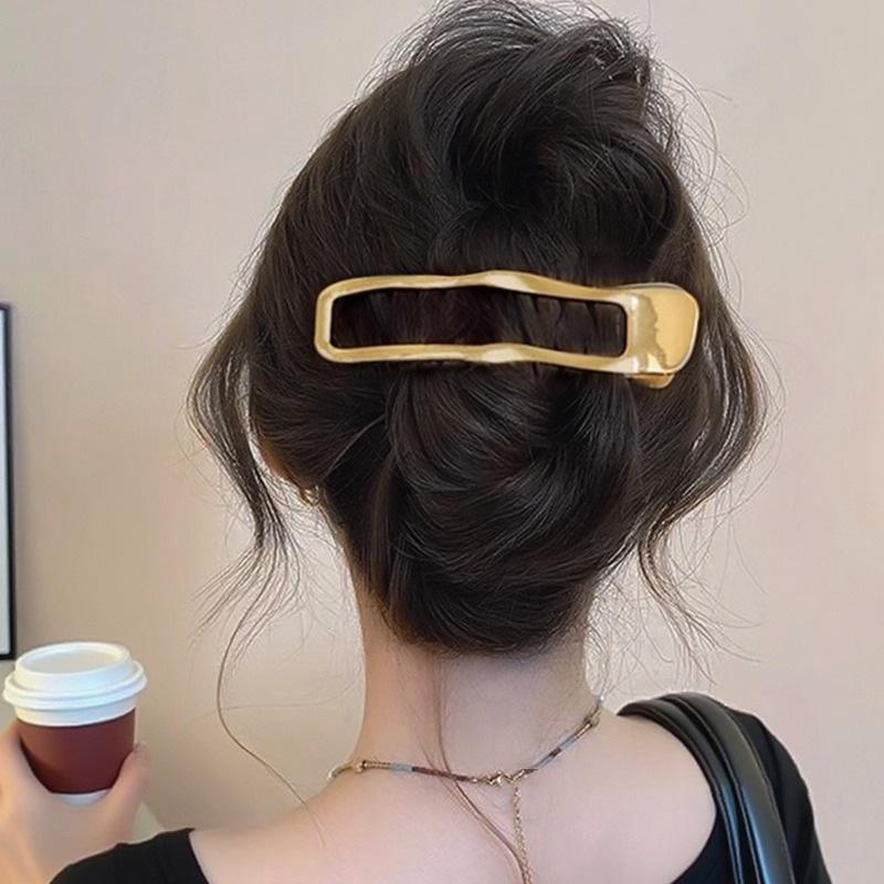 Hollow Rectangle Durable Metal Hair Claw Clips Non-Slip Duckbill Strong Hold Clips for Girls Thick Hair School