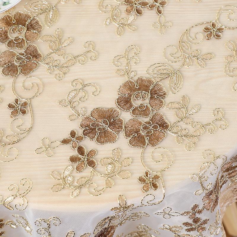 Легкая роскошная скатерть с вышивкой, двухслойная кружевная скатерть, свадебное украшение, скатерть для отеля, домашняя круглая скатерть