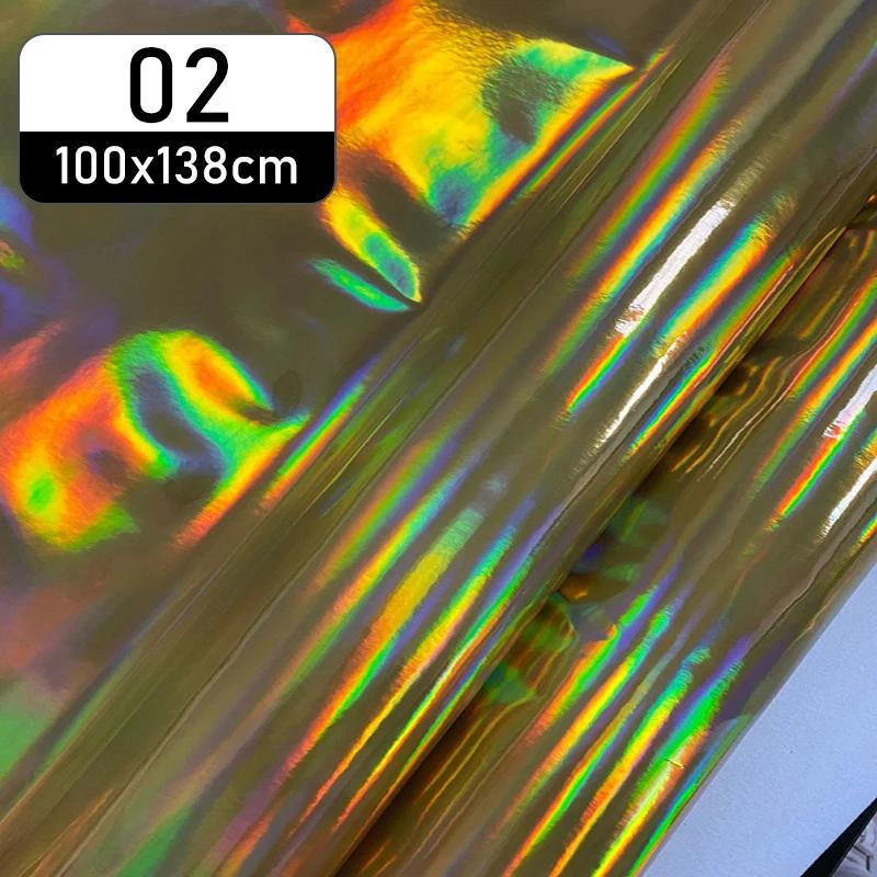 100x138 см ПУ/ТПУ/ПВХ Симфония Лазерная Кожа Ткань Печатная Зеркальная Искусственная Кожа Искусственная Кожа Для Багажной Сумки Материал DIY