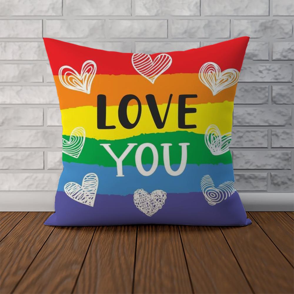 Rainbow Flag Pillow Case For Car Sofa Decorative Home Doublesided Print Plush Square Throw Pillow Cushion Cover