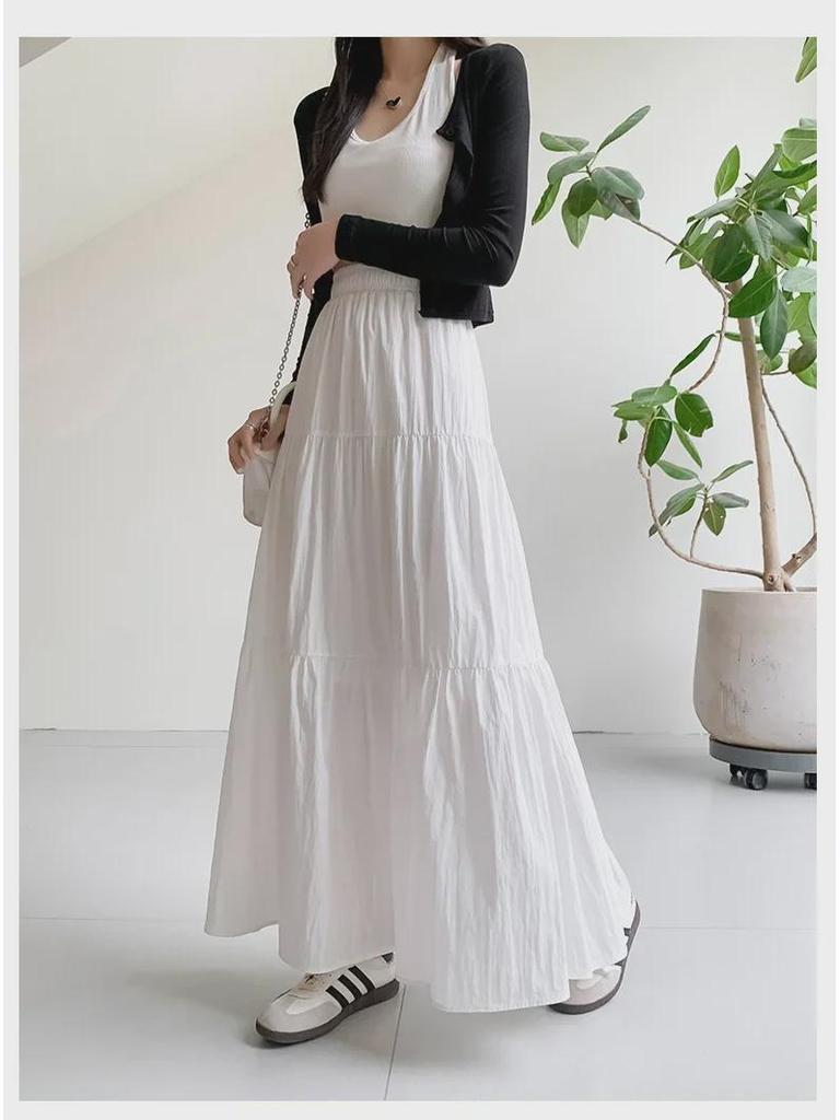Uncle Radish 2025 Women's Midi Skirt: Loose Fit, Hip-Covering, Small Swing, Lazy Style