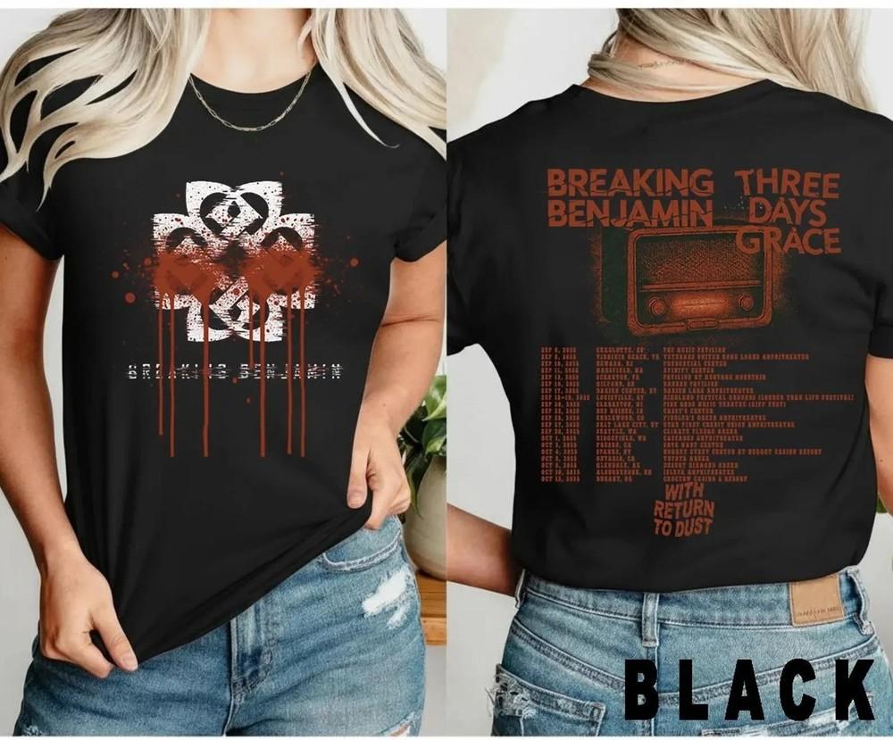 ГОРЯЧИЙ!!! Футболка Breaking Benjamin Three Days Grace, Футболка с датами тура, Унисекс футболка