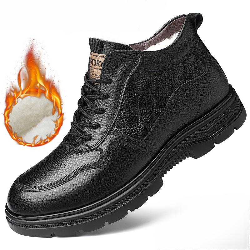 Зимние теплые ботинки для снега для мужчин, короткие мотоциклетные ботинки из высококачественной кожи на шнуровке с меховой подкладкой, мужские походные ботинки чукка, повседневная деловая рабочая обувь