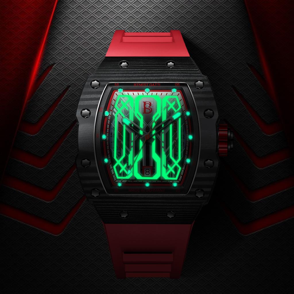 Часы Bonest Gatti из углеродного волокна, крутые мужские механические часы, индивидуальные модные роскошные часы