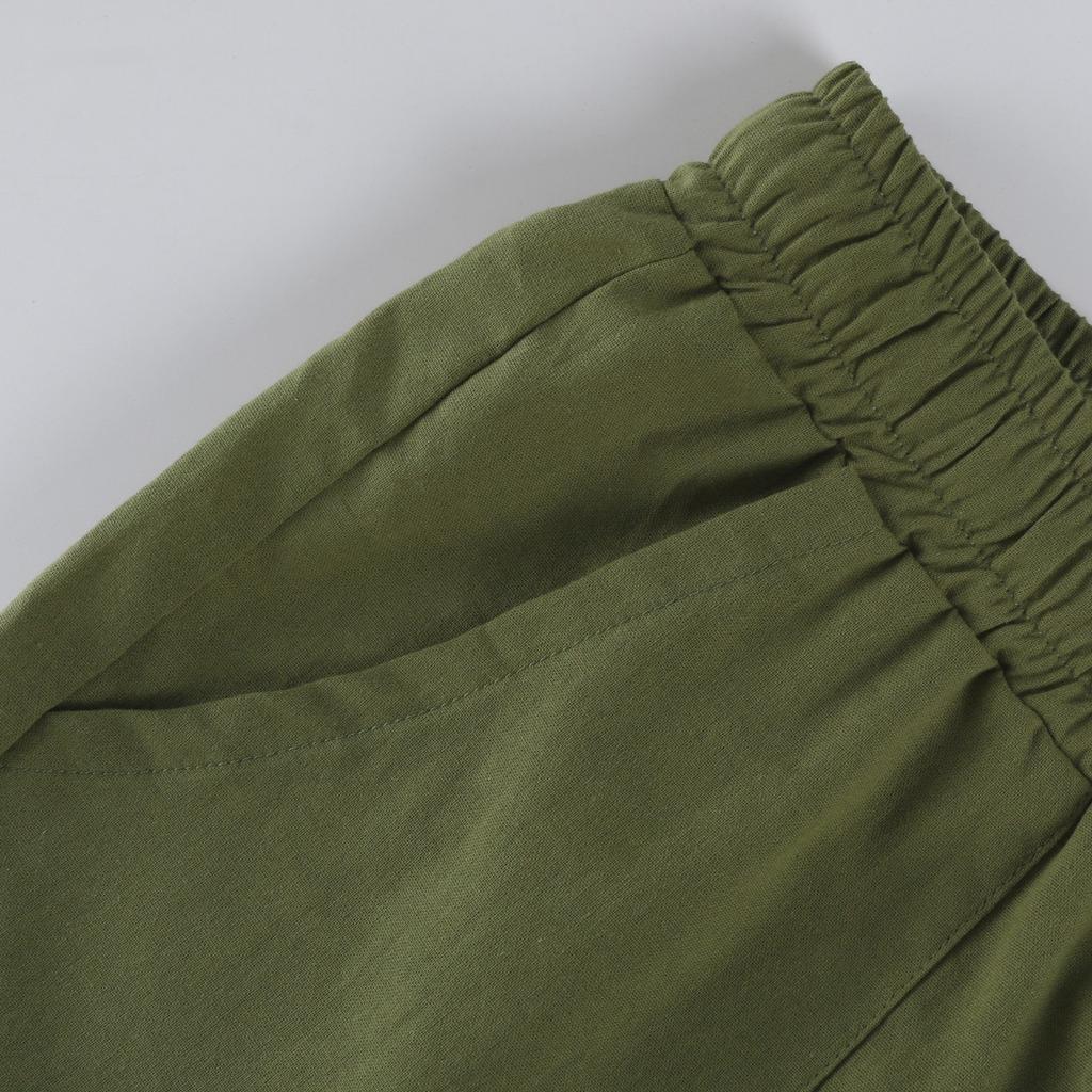 Женские повседневные брюки из хлопка и пеньки с высокой талией и широкими штанинами на шнурке