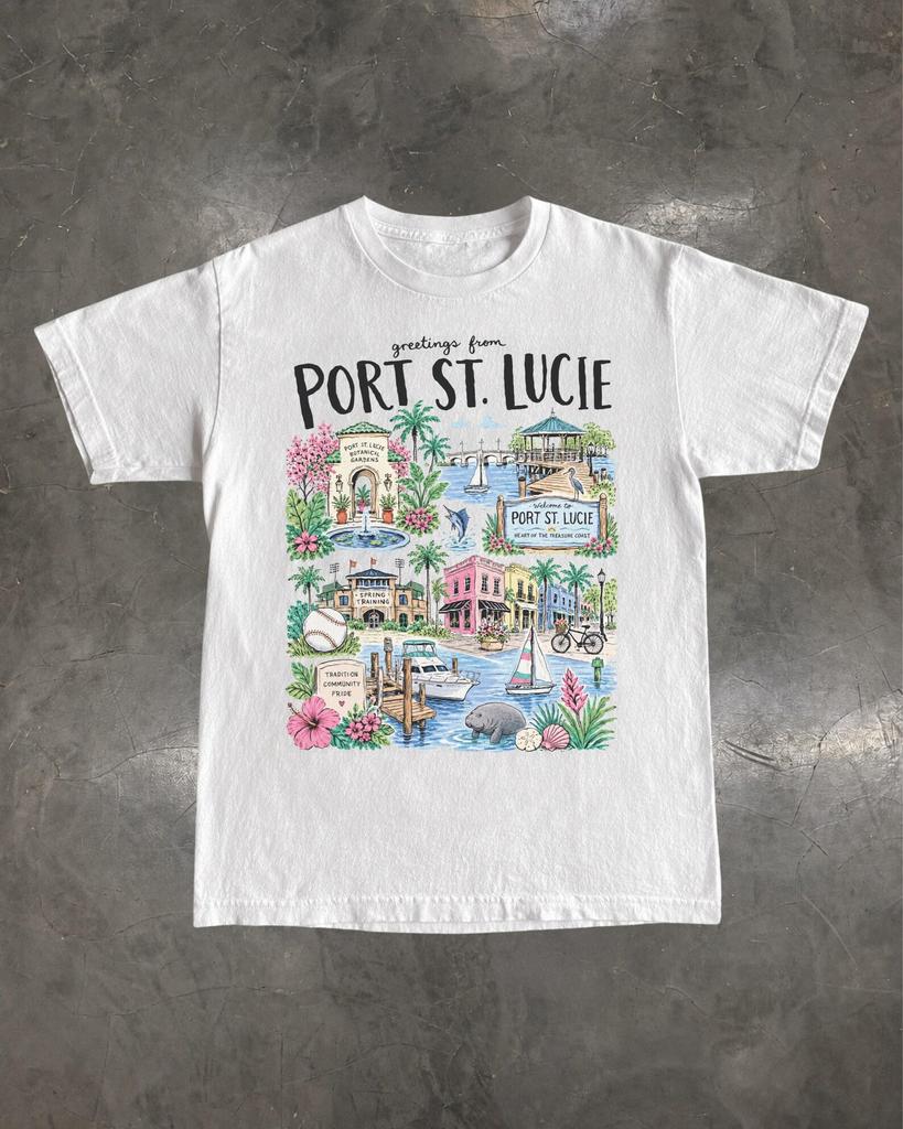 Port St. Lucie Florida T Shirt, Retro Treasure Coast Graphic Tee, Souvenir Gift