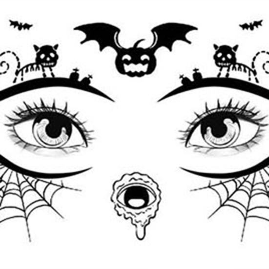 10 Sheets Halloween Spider Eye Tattoo Stickers Face Temporary Tattoos DIY Bat Skull Spider Web Pattern Scary Eye Shadow Stickers for Adult Kids