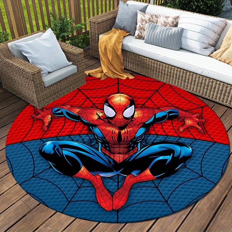 1 шт. Круглый ковер Marvel Человек-паук, нескользящий, машинная стирка, полиэстеровый ковер для декора гостиной и спальни