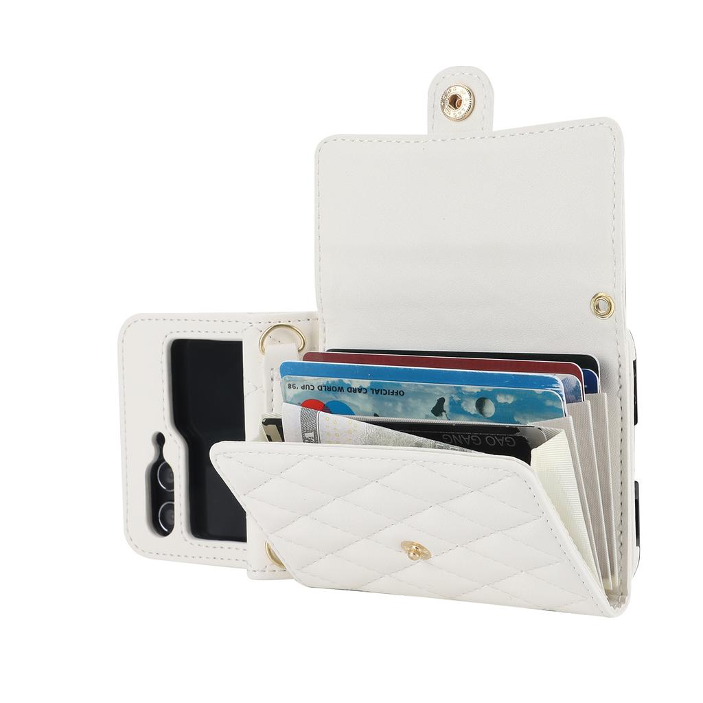 Модная кожаная сумка-кроссбоди для Samsung Galaxy Z Flip 7 FE 6 5 4 3 Flip7 Flip6 Flip5 5G, кошелек-картхолдер с длинным шнурком